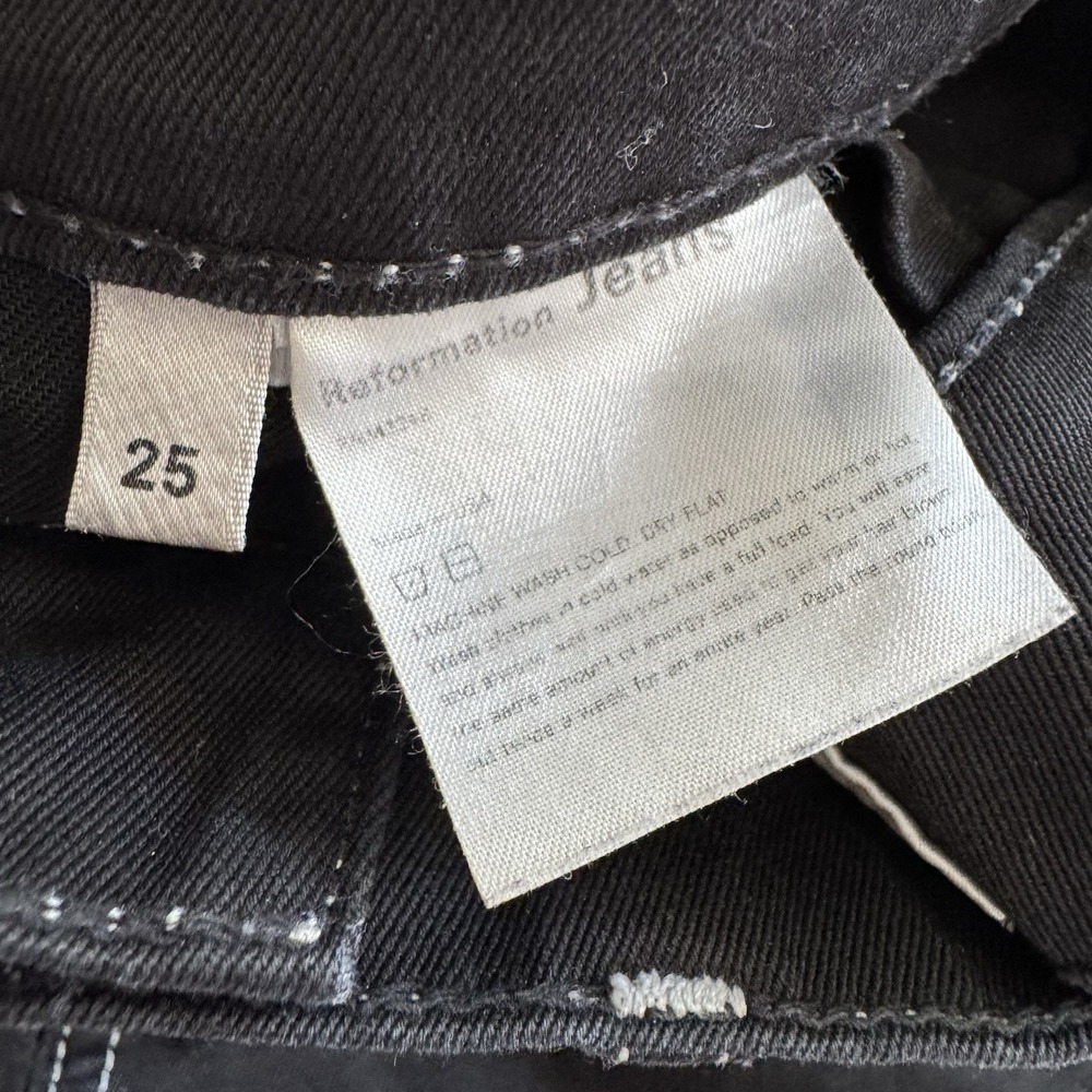 Reformation Carpenter Pants Womens Size 25 Black High Rise Wide Leg Grunge Punk - Picture 4 of 9